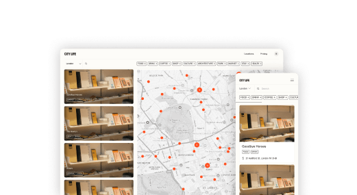 The CityLife locations page map on mobile and desktop